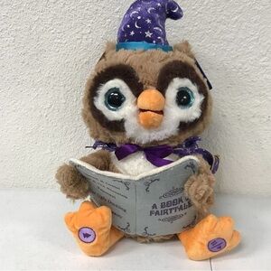 Plush Owl Toy with Purple Hat and Book